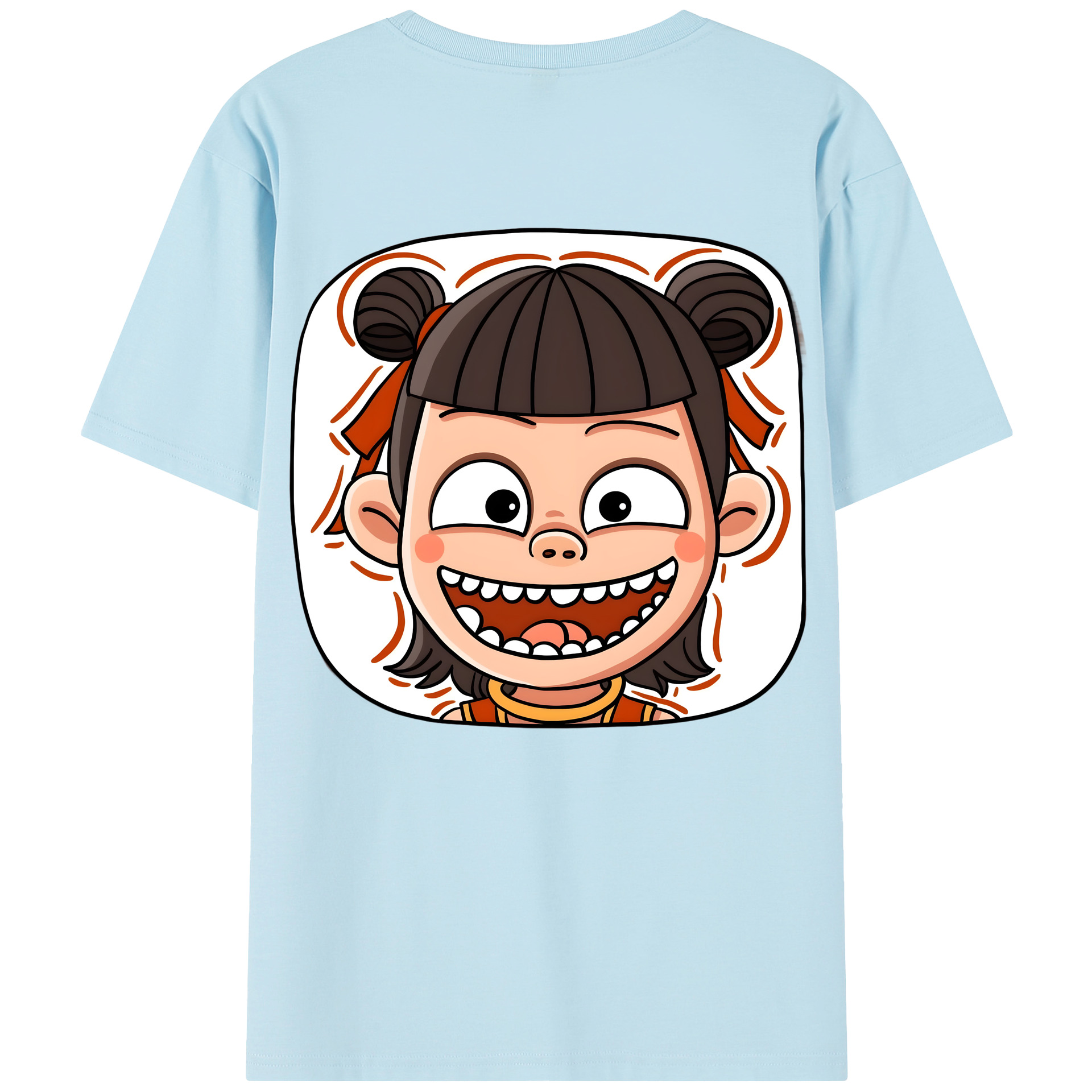 （画像用） Ne Zha 2 ナタ 魔童の大暴れ 綿100％半袖Tシャツ（背面プリント）